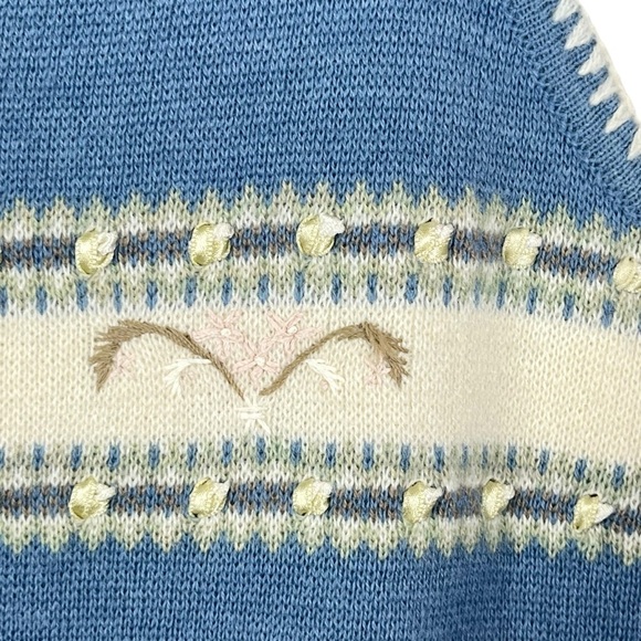 Vintage Y2K Liz Claiborne Lizwear Blue & Cream Wool-blend Sweater Set Size Large - Picture 8 of 15